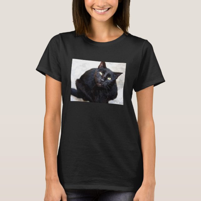Camiseta Retrato del gato negro (Anverso)