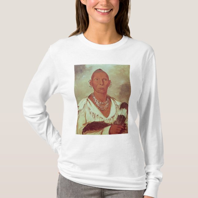 Camiseta Retrato del halcón negro, jefe indio (Anverso)