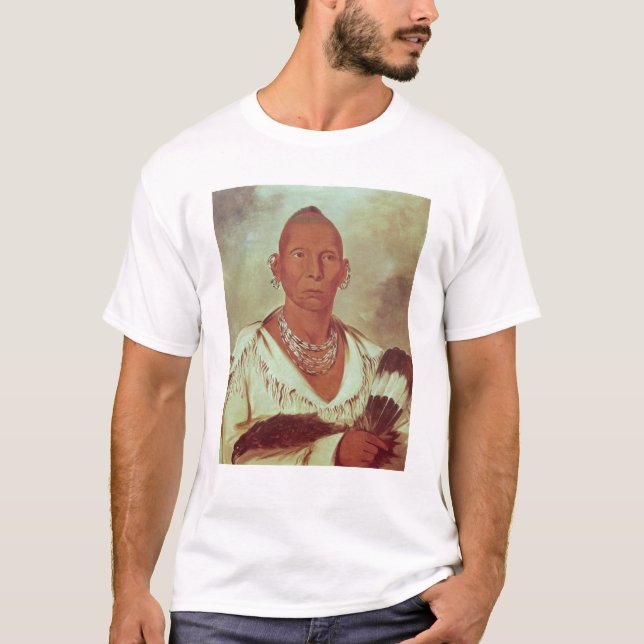 Camiseta Retrato del halcón negro, jefe indio (Anverso)