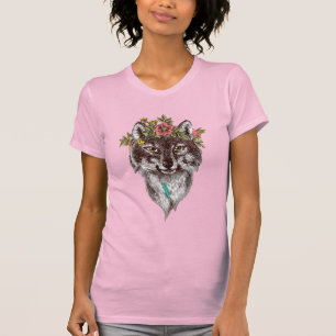 Camiseta Retrato del halo del lobo del estilo de Boho