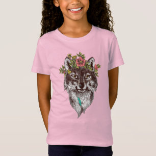 Camiseta Retrato del halo del lobo del estilo de Boho