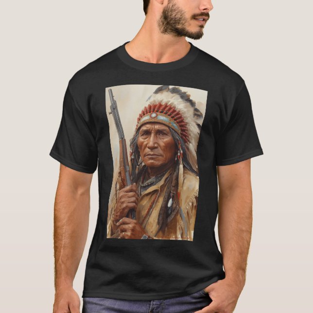 Camiseta Retrato del jefe indio Geronimo guerrero (Anverso)