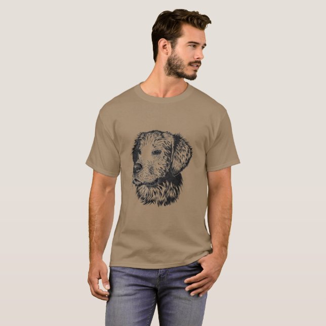 Camiseta Retrato del perrito del golden retriever en blanco (Anverso completo)