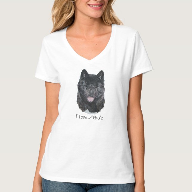 Camiseta retrato del perro brindle negro de Akita con lema (Anverso)