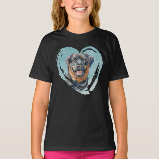 Camiseta Retrato del Rottweiler de color agua