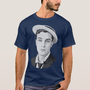 Camiseta Retrato digital angustiado grunge de Buster Keaton