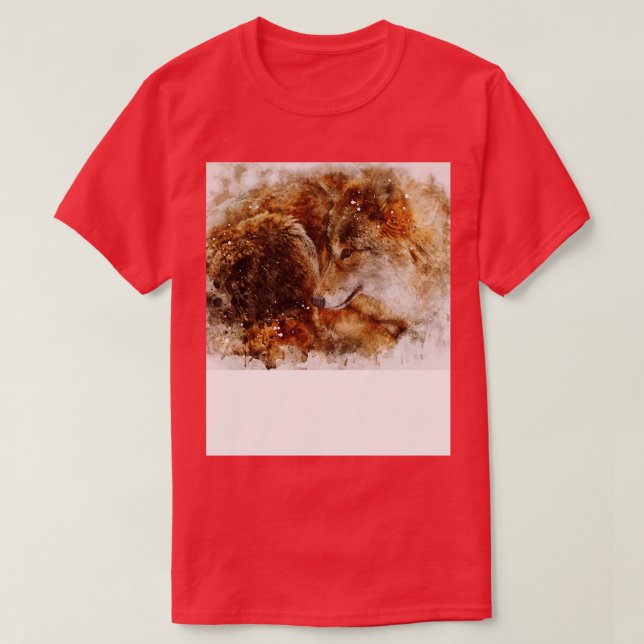 Camiseta Retrato digital de acuarela de lobo (Diseño del anverso)