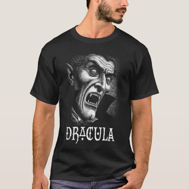 Camiseta Retrato Drácula Blanco y negro (Anverso)