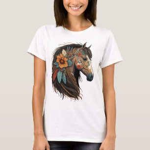 Camiseta Retrato ecuestre de caballos Chica Vaca Occidental