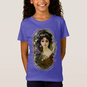 Camiseta Retrato elegante al estilo mucha de una bella muje