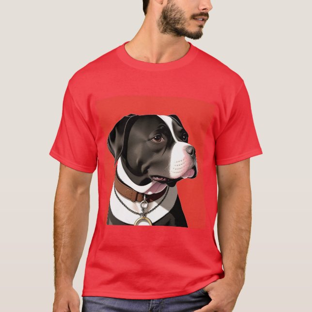 Camiseta Retrato elegante de un perro negro y blanco (Anverso)