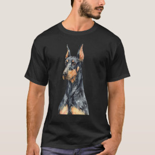 Camiseta retrato en acuarela de Dobermann Pinscher para due