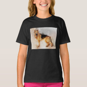 Camiseta Retrato en acuarela de perro pastor alemán 02