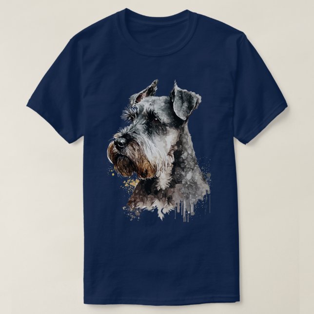 Camiseta Retrato en miniatura de la acuarela del perro Schn (Diseño del anverso)