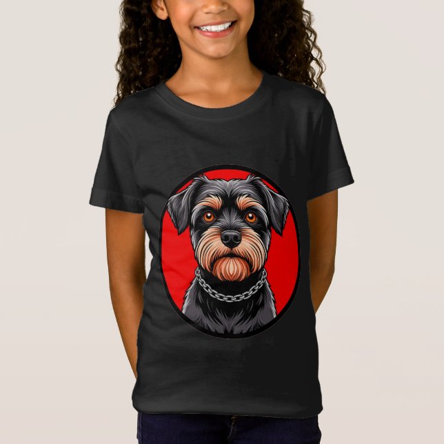 Camiseta Retrato estilizado de un Terrier Negro (Anverso)