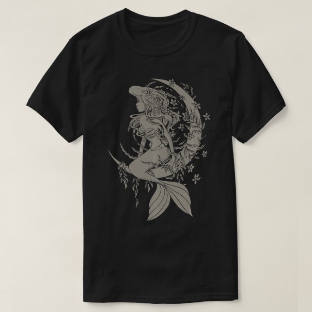 Camiseta Retrato estilo tatuaje de Sirena pequeña (Diseño del anverso)