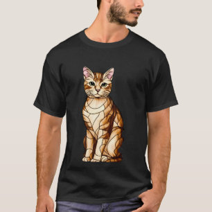 Camiseta Retrato Felino Artístico entre Flores Tropicales 