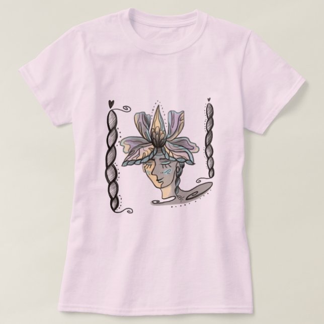 Camiseta retrato floral abstracto (Diseño del anverso)