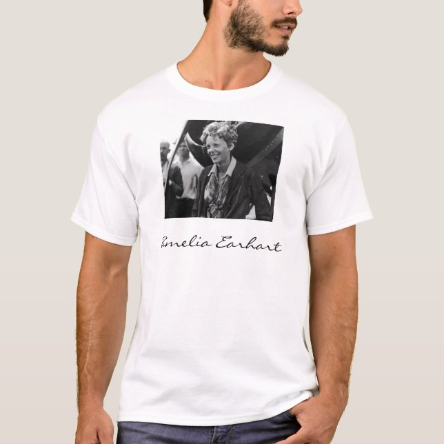 Camiseta Retrato fotográfico de Amelia Earhart (Anverso)
