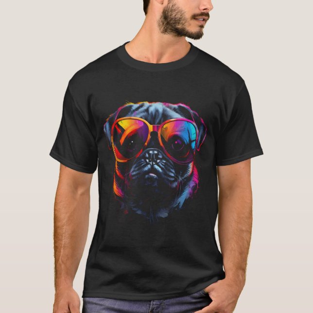 Camiseta Retrato genial de pug (Anverso)