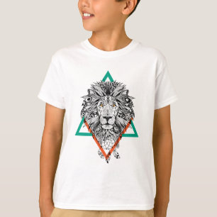 Camiseta Retrato geométrico azteca del león