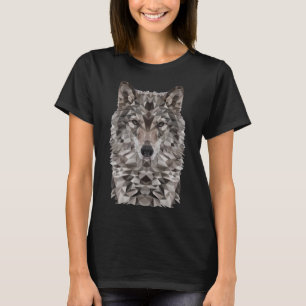 Camiseta Retrato geométrico de lobo gris