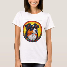 Camiseta Retrato Ilustrado Vibrante de un Perro