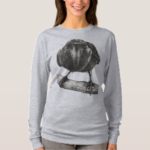 Camiseta Retrato Intrincado de Cuervo en Rama