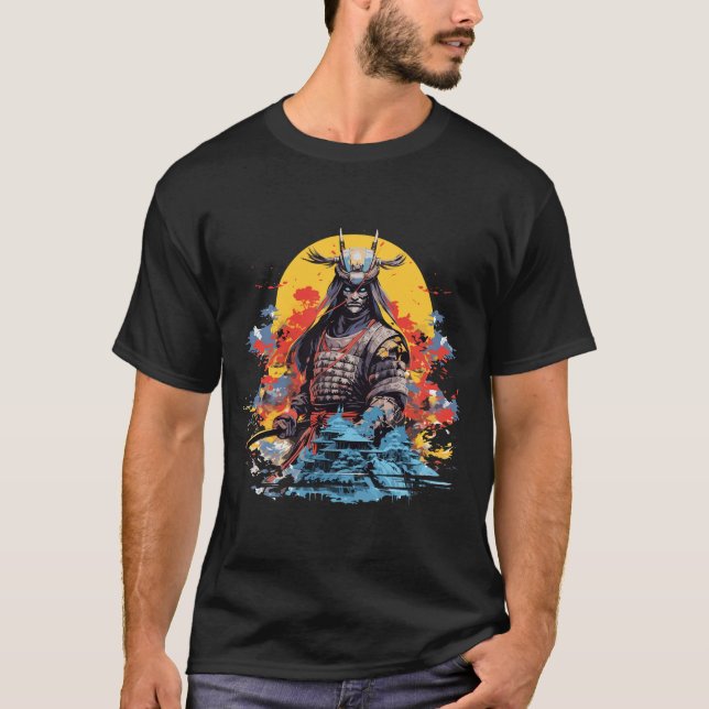 Camiseta Retrato japonés de arte de tradición guerrera (Anverso)