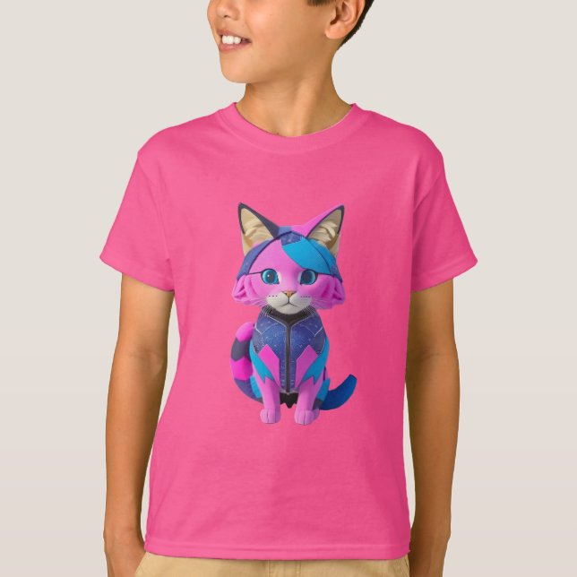 Camiseta Retrato lindo de gato ciborg (Anverso)
