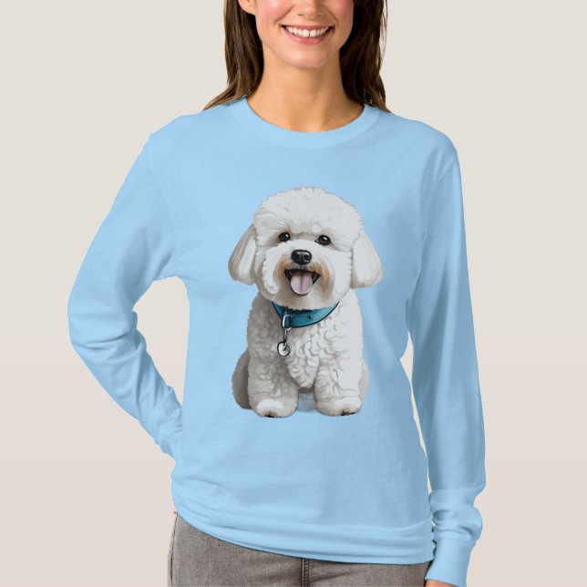 Camiseta Retrato lindo de perro de la frívola de Bichon (Anverso)