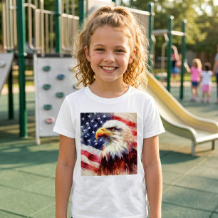 Camiseta Retrato majestuoso de águila calva con bandera est