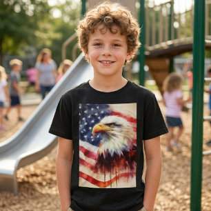 Camiseta Retrato majestuoso de águila calva con bandera est