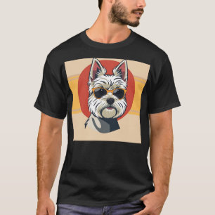 Camiseta Retrato maltés moderno audaz de mediados de siglo