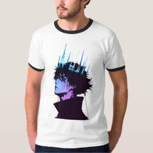 Camiseta Retrato masculino gótico del rey del anime con cor