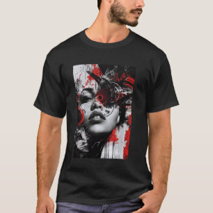 Camiseta Retrato mecánico abstracto arte grunge vanguardist
