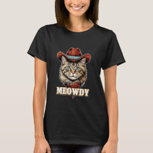 Camiseta Retrato Meowdy Gato Vaquero Oeste Rodeo Mascota Co