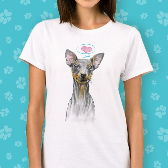 Camiseta Retrato miniatura de pinscher Cute Dog con corazón (Subido por el creador)