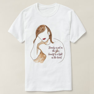 Camiseta Retrato minimalista elegante con cita