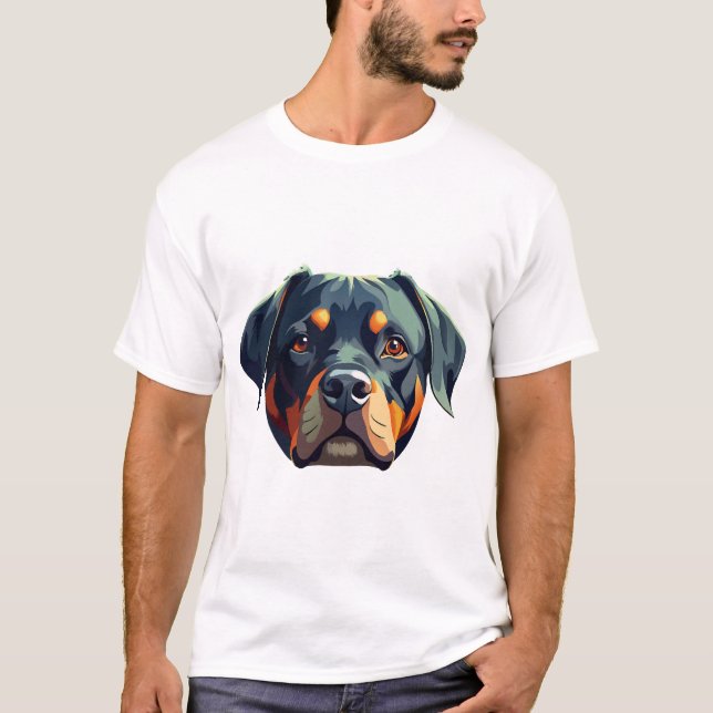 Camiseta Retrato moderno de Rottweiler - Estilo de perro ve (Anverso)
