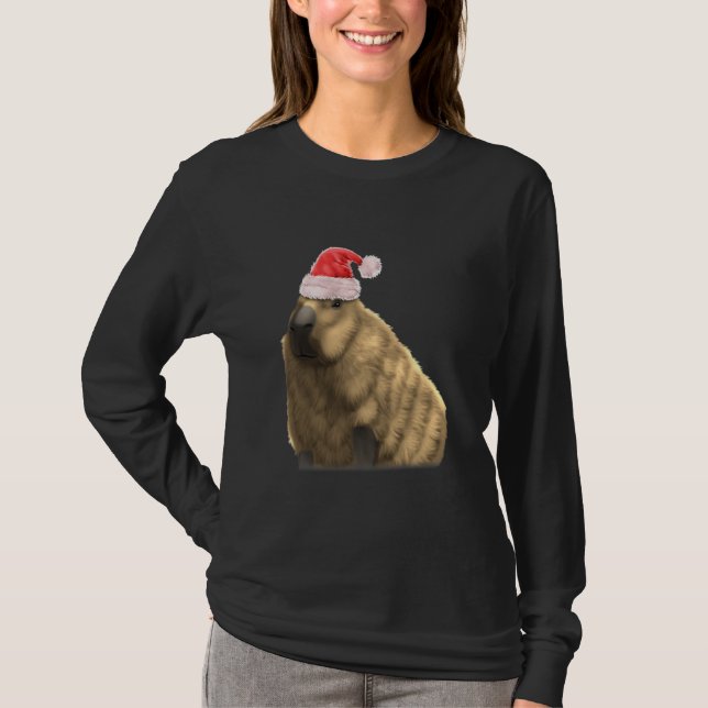 Camiseta Retrato navideño X del Navidad Capybara Santa Clau (Anverso)