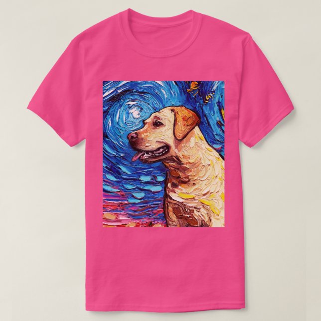 Camiseta Retrato nocturno de Labrador amarillo (Diseño del anverso)