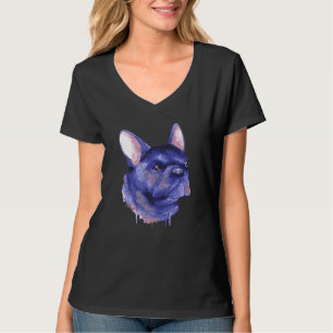 Camiseta Retrato pintado de color de agua Bulldog francés g