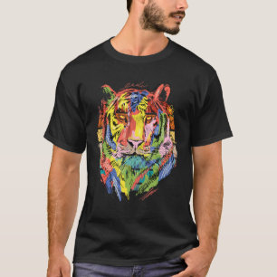Camiseta Retrato pintado de color vintage pero realista o