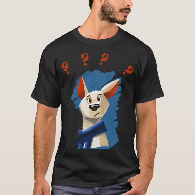 Camiseta retrato pintado de pedir perro con fondo azul (Anverso)