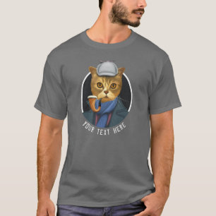 Camiseta Retrato pintado de un gato detective