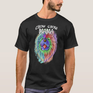 Camiseta Retrato pop colorido Chow Perro de mamá de madre D