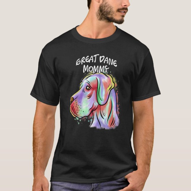 Camiseta Retrato pop colorido Gran Perro Danés (Anverso)