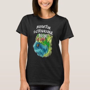 Camiseta Retrato pop colorido Miniatur Schnauzer Perro Mamá