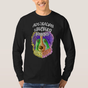 Camiseta Retrato pop colorido Pastor Australiano Mamá Perra